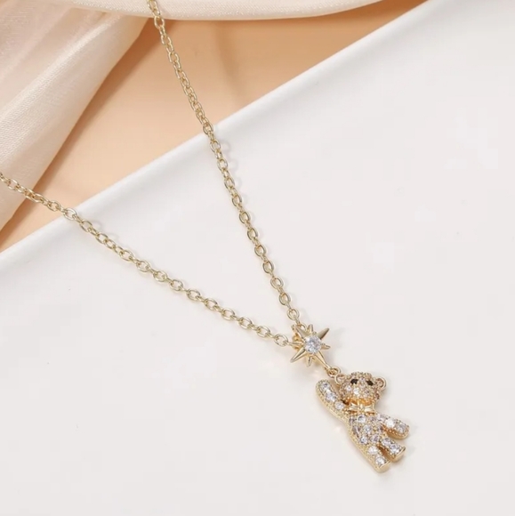Golden Teddy Bear Necklace - Picture 6 of 10